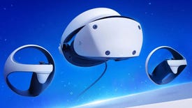 The Sony PS VR2 VR headset and controllers.