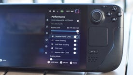 A Steam Deck showing its updated performance menu.